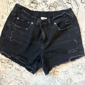 aerie Black Distressed Denim Jean Shorts